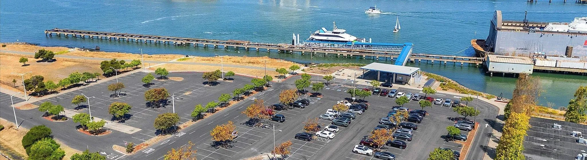 View across Alameda Bay toward the Oakland shipping port